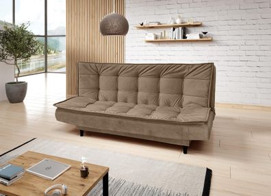 FURNIX Polstersofa NITOZ Couch mit Schlaffunktion und Bettkasten MH09 Hellbraun