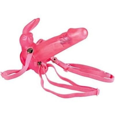 Strap - On Bunny mit Klitoris-Stimulator 11,5 cm Multispeed Vibration