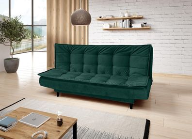 FURNIX Polstersofa NITOZ Couch mit Schlaffunktion und Bettkasten MH37 Dunkelgrün