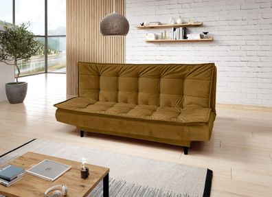 FURNIX Polstersofa NITOZ Couch mit Schlaffunktion und Bettkasten MH48 Gelb