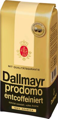 Dallmayr entcoffeiniert ganze Bohnen feinster Arabicakaffee 500g