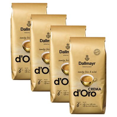 Dallmayr Kaffee Crema d Oro Ganze Bohnen samtig fein 1000g 4er Pack