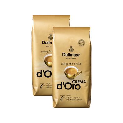 Dallmayr Kaffee Crema d Oro Ganze Bohnen samtig fein 1000g 2er Pack