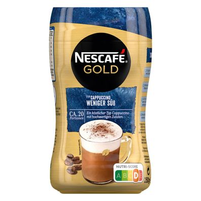 Nescafe Cappuccino weniger süß Instant Kaffeemischung Pulver 250g