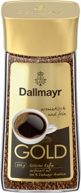 Dallmayr Gold löslicher Bohnenkaffee aromatisch fein im Glas 200g