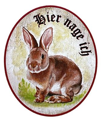 KuK Nostalgie Holzschild "Hier nage ich" Kaninchen Hase