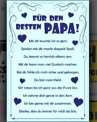 Nostalgie Spruch Schild Familie Für den besten Papa 20x30