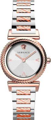 Versace VERE02420 V-Motiv weiss silber roségold Edelstahl Armband Uhr Damen NEU