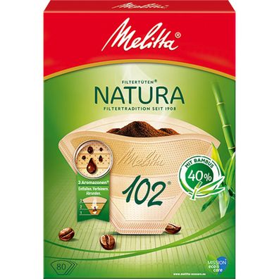 Melitta Natura Kaffeefilter Filtertüten 102 naturbraun 80 Stück