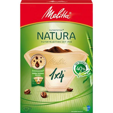 Melitta Natura Kaffeefilter Filtertüten 1x4 naturbraun 80 Stück