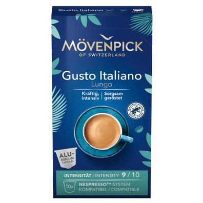 Mövenpick Kaffeekapseln GUSTO Italiano LUNGO Alukapseln 10 Stück 55g