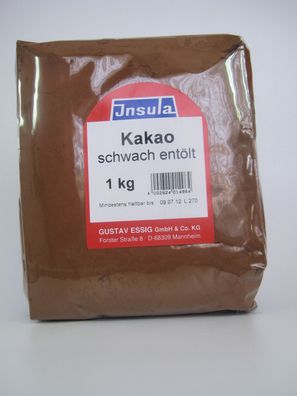 Kakaopulver schwach entölt dunkel von Insula Kakaobohnen 1000g