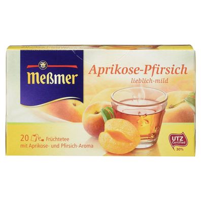 Meßmer Aprikose Pfirsich Früchtetee lieblich mild 20 Beutel 50 g