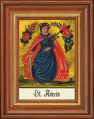 Hinterglasbild - Heilige Astrid - Patronatsbild Taufe Namenspatron 12,7x16 TH
