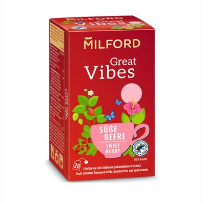 Milford Great Vibes Süße Beere Früchtetee Erdbeer Johannisbeere 40g