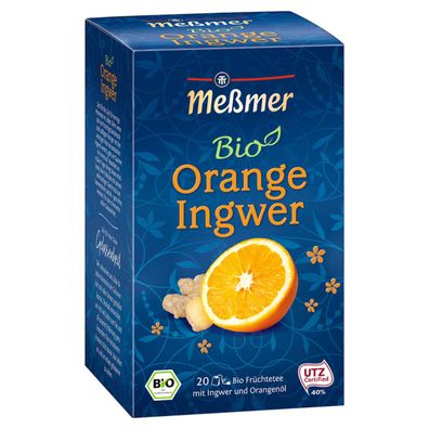 Meßmer Bio Orange Ingwer Früchtetee mit Ingwer und Orangenöl 55g