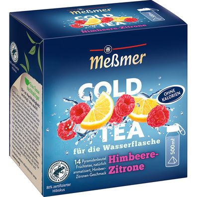 Meßmer Cold Tea fruchtig süße Himbeere Zitrone 14 Teebeutel 38g