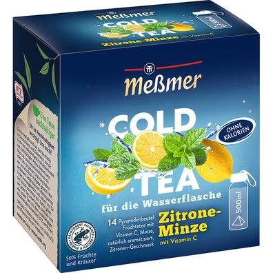 Meßmer Cold Tea fruchtig frische Zitrone Minze 14 Teebeutel 38g