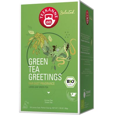 Teekanne Selected Green Tea Greetings Bio Luxury Pyramidenbeutel 40g