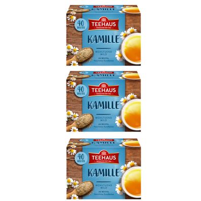 Teehaus Kamille milder Kräutertee aus Kamille 40 Beutel 60g 3er Pack