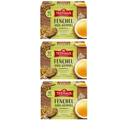 Teehaus Fenchel Anis Kümmel würzige Kräuterteemischung 80g 3er Pack