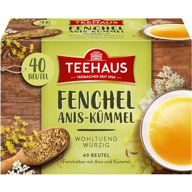 Teehaus Fenchel Anis Kümmel würzige Kräuterteemischung 40 Beutel 80g