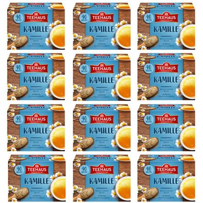 Teehaus Kamille milder Kräutertee aus Kamille 40 Beutel 60g 12er Pack