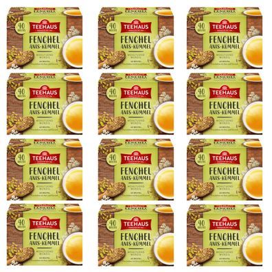 Teehaus Fenchel Anis Kümmel würzige Kräuterteemischung 80g 12er Pack