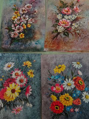 3x Arthur F Krüger Postkarte AK Western Germany Blumen wie Aquarelle