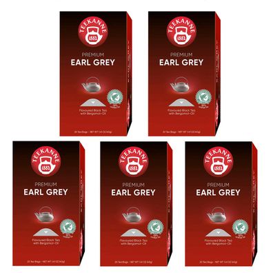 Teekanne Premium Earl Grey Schwarztee blumig fruchtig 40g 5er Pack