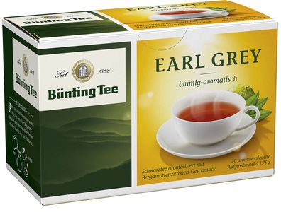 Bünting Tee Earl Grey blumig aromatisch Schwarztee 20 Teebeutel