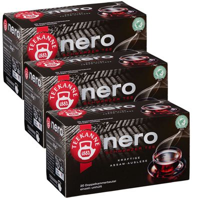 Teekanne Nero Schwarzer Tee kräftige Assam Auslese Stark 30g 3er Pack