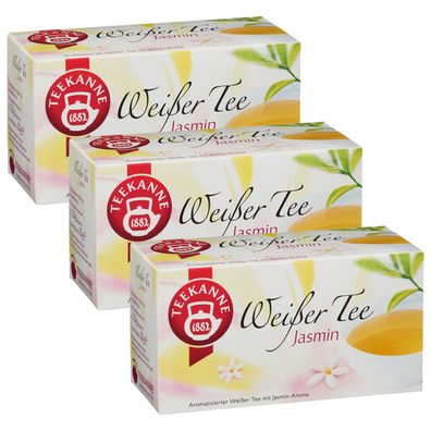 Teekanne Weißer Tee Jasmin mild im Geschmack 20 Teebeutel 25g 3er Pack