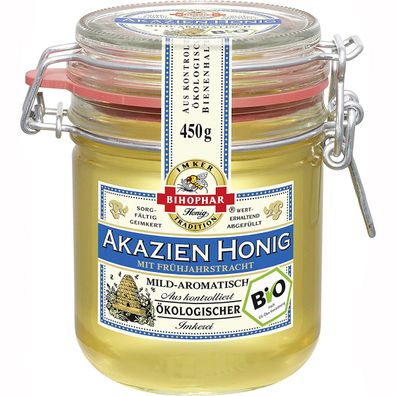 Bihophar Bio Akazien Honig mild aromatisch flüssig im Glas 450g