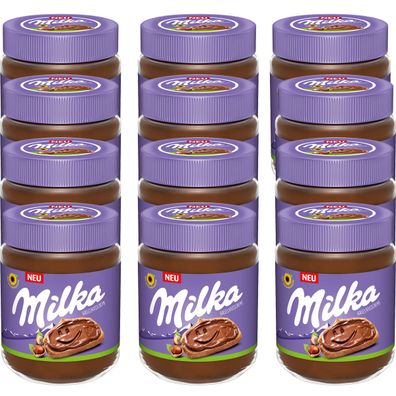 Milka Haselnusscreme Brotaufstrich mit Haselnüssen 350g 12er Pack