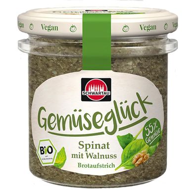 Schwartau Gemüseglück Bio Brotaufstrich Spinat mit Walnuss 135g