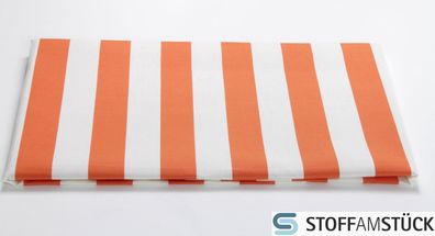 Stoff Dralon® Blockstreifen orange weiß wasserabweisend outdoor Teflon®