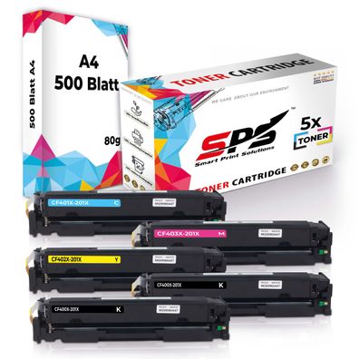 5x Toner 201X CF400X CF401X CF402X CF403X kompatibel für HP Color Laserjet Pro ...