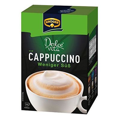 Krüger Dolce Vita Cappuccino Weniger Süß Milchkaffee aus Bohnenkaffee 10x15g