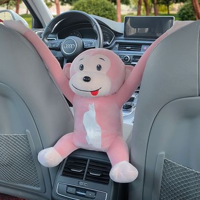 Süß Affe Plüsch Puppe Cartoon Monkey Auto Tissue Box Kinder Spielzeug 26x28 cm
