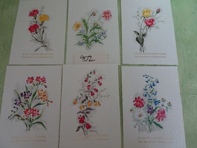 Postkarten AK Zellupost West Germany Namenstag Strukturkarton Blumen wie gemalt