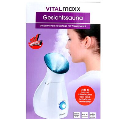 3in1 Gesichtssauna VITALmaxx Gesichtsdampfer Inhalator Gesichtreinigung NEU