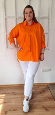 Italy 42 44 46 48 klassische Bluse Hemd Tunika VoKuHiLa 100 % Viskose Orange