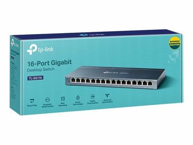 TP-Link 16 Ports Gigabit Netzwerk Switch Verteiler LAN RJ-45 Hub Lüfterlos
