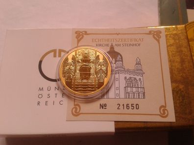 100 euro 2005 Österreich Wiener Jugendstil Kirche am Steinhof 16g 986er Dukatengold