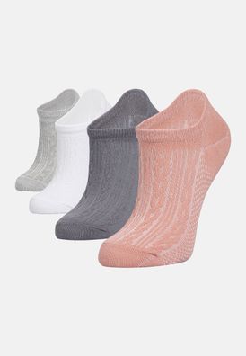 Bolero 4er-Pack Damen geprägte Muster Unsichtbare kurze Sneaker-Socken