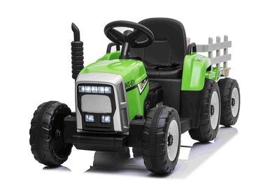Traktor mit Anhänger Kindertraktor Kinderelektroauto Elektromotorrad Elektro 12V Grün