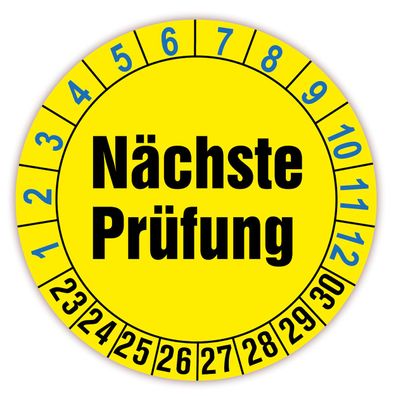250 x Prüfplaketten 5 Jahre Aufkleber Ø 30mm gelb Prüfetiketten ( Auf-P7 )