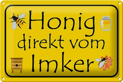 Blechschild Hinweis 30x20cm Honig direkt vom Imker Geschenk Deko Schild tin sign