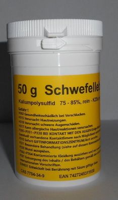 50g Schwefelleber, Kaliumpolysulfid K2Sx (75-85% rein)